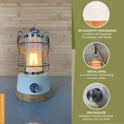 Skandika Kiruna LED-Lamp – Tentlampen – Campinglampen – Buiten Lantaarn – Buitenverlichting – Buiten Lamp - Retro Outdoor Camping Lamp Met Powerbank, Traploos Dimbaar, Draadloos, Oplaadbare Batterij, USB, Warm En Koud Wit, 75h Lichtduur – Groen -Outdoor Camping Winkel 1200x1200 1352