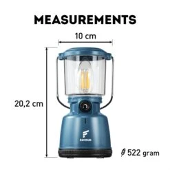 Favour L0818 Retro Camping Lamp Oplaadbaar LED, 320 Lumen, IP64 Waterdicht, Draagbare Kampeerlamp, Tentlamp, Acculamp, Traploos Dimbare Lamp Incl. Kaarslicht-modus, Blauw -Outdoor Camping Winkel 1200x1200 1370