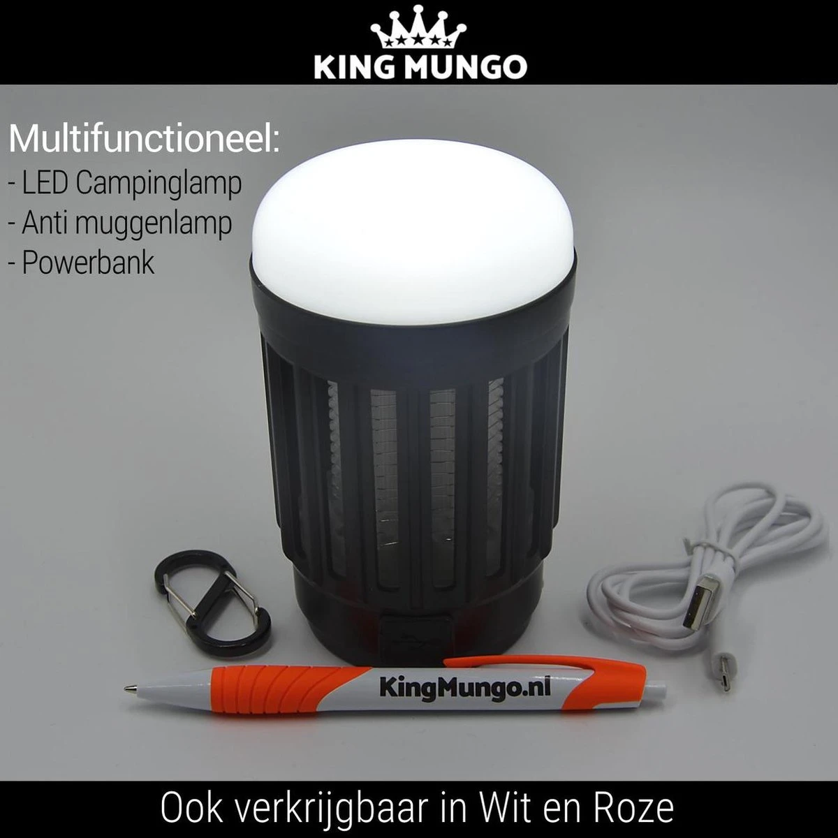 Anti Muggenlamp LED Camping Lamp | Thuis Muggen Vanger Lamp Oplaadbaar | King Mungo 4 Anti Muggenlamp LED Camping Lamp | Thuis Muggen Vanger Lamp Oplaadbaar | King Mungo - Afbeelding 2