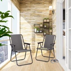 Relaxdays Campingstoel Inklapbaar Set Van 2 - Klapstoel 100 Kg - Visstoel Met Armleuningen - Grijs -Outdoor Camping Winkel 1200x1200 145