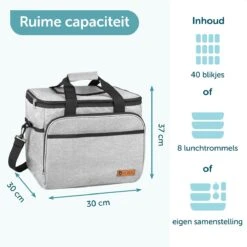 ForDig Koeltas XL Grijs (30 Liter) - Gemaakt Van 600D Polyester Met PEVA-Voering - Ruimte Voor 40 Blikjes Of 20 Halve Liter Flessen - Opvouwbaar Koel Tas Met Easy-Acces Flap - Ruimte Voor Bestek - Picknick Cool Bag - Coolerbag - Grote Cooler -Outdoor Camping Winkel 1200x1200 265