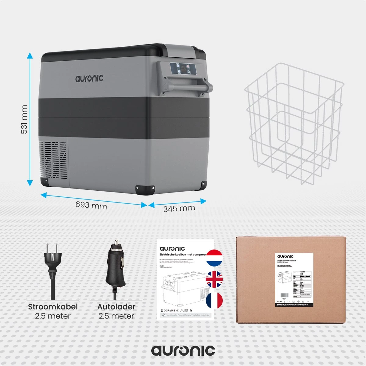 Auronic Elektrische Koelbox - 49.5L - Compressor - 12V En 240V - Grijs 6 Auronic Elektrische Koelbox - 49.5L - Compressor - 12V En 240V - Grijs - Afbeelding 4