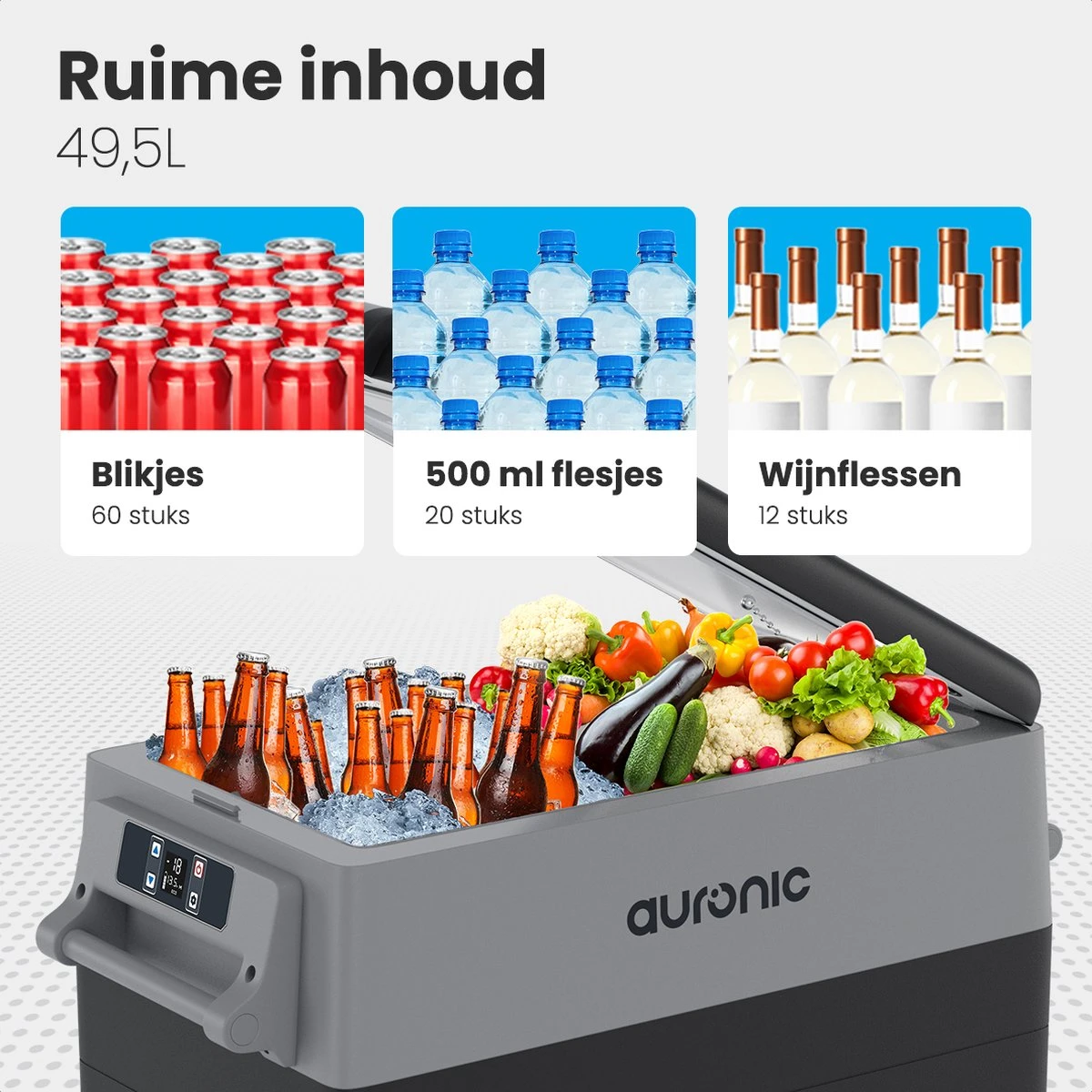 Auronic Elektrische Koelbox - 49.5L - Compressor - 12V En 240V - Grijs 12 Auronic Elektrische Koelbox - 49.5L - Compressor - 12V En 240V - Grijs - Afbeelding 10