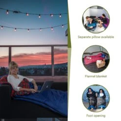 Skandika Dundee Flannel-L Slaapzak – Mummmieslaapzakken – Slaapzakken Volwassen - Maat M – Unisex - Katoen, Luxe Kwaliteit, Dubbele Slaapzak, 3 Seizoenen, Tot -20°C - 220 X 80 Cm - Outdoor Kampeerslaapzak – Ritssluiting Links - Zwart/blauw -Outdoor Camping Winkel 1200x1200 463