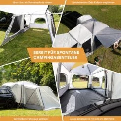 Skandika Pitea XL CROSS Tent – Koepeltenten - Autotent – Campingtent Voor SUV, Caddy, Auto, CUV - Voor Max. 4 Personen – Vrijstaand – Met/zonder Slaapcabine – Max. Stahoogte 230 Cm – 3000mm Waterkolom - 475 X 290 X 230 Cm (LxBxH) – Kamperen - Grijs -Outdoor Camping Winkel 1200x1200 546