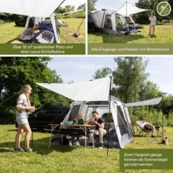 Skandika Pitea XL CROSS Tent – Koepeltenten - Autotent – Campingtent Voor SUV, Caddy, Auto, CUV - Voor Max. 4 Personen – Vrijstaand – Met/zonder Slaapcabine – Max. Stahoogte 230 Cm – 3000mm Waterkolom - 475 X 290 X 230 Cm (LxBxH) – Kamperen - Grijs -Outdoor Camping Winkel 1200x1200 550