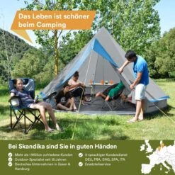 Skandika Tipii II Tent – Tipi-tenten – Teepee – 8 Persoons Campingtent – Muggengaas – 250 Cm Stahoogte – Uitneembare Tentvloer – 3000 Mm Waterkolom – Indische Tent, Partytent, Festivaltent – Outdoor, Camping, Tuin – Kamperen – Grijs/turquoise -Outdoor Camping Winkel 1200x1200 553