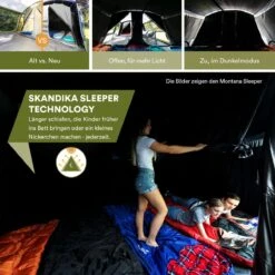 Skandika Nimbus Sleeper 12 Tent – Koepeltenten – 12 Persoons Familietent - Campingtent – Muggengaas – Sleeper Technology (3 Extra Donkere Slaapcabines) – 760 X 630 X 215 Cm (LxBxH) – 5000 Mm Waterkolom – Camping, Tuin – Kamperen – Blauw/wit -Outdoor Camping Winkel 1200x1200 563