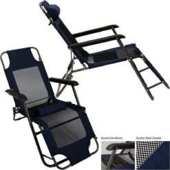 Ligstoel 155x60cm - Opvouwbaar Campingstoel Ligbed Strandstoel Tuinstoel Vouwligstoel Blauw -Outdoor Camping Winkel 1200x1200 59