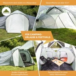 Skandika Bern 4 Koepeltent - Koepeltent - Tenten - 4 Persoons Kampeertent Met Panoramisch Dakraam, 2 Slaapcabines, Grondzeil, 210 Cm Stahoogte, Waterdicht, 4000 Mm Waterkolom - Grote Outdoor Familie Tent, Kampeertent - Grijs -Outdoor Camping Winkel 1200x1200 594