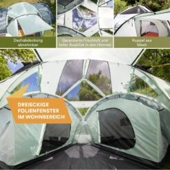 Skandika Bern 4 Koepeltent - Koepeltent - Tenten - 4 Persoons Kampeertent Met Panoramisch Dakraam, 2 Slaapcabines, Grondzeil, 210 Cm Stahoogte, Waterdicht, 4000 Mm Waterkolom - Grote Outdoor Familie Tent, Kampeertent - Grijs -Outdoor Camping Winkel 1200x1200 595