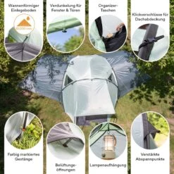 Skandika Bern 4 Koepeltent - Koepeltent - Tenten - 4 Persoons Kampeertent Met Panoramisch Dakraam, 2 Slaapcabines, Grondzeil, 210 Cm Stahoogte, Waterdicht, 4000 Mm Waterkolom - Grote Outdoor Familie Tent, Kampeertent - Grijs -Outdoor Camping Winkel 1200x1200 597