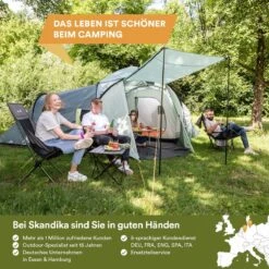 Skandika Bern 4 Koepeltent - Koepeltent - Tenten - 4 Persoons Kampeertent Met Panoramisch Dakraam, 2 Slaapcabines, Grondzeil, 210 Cm Stahoogte, Waterdicht, 4000 Mm Waterkolom - Grote Outdoor Familie Tent, Kampeertent - Grijs -Outdoor Camping Winkel 1200x1200 598