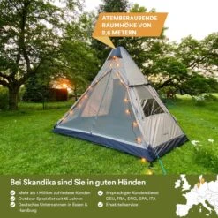 Skandika Tipi Kotona Air Opblaasbare Tent – Opblaasbare Tenten - 4 Persoons Tipi Tent – Tenten - Campingtent – Ingenaaide Tentvloer – Muggengaas – 260 Cm Stahoogte – 490 X 370 X 260 (L X B X H) – Outdoor, Camping, Tuin – Luchttent - Kamperen - Beige -Outdoor Camping Winkel 1200x1200 615