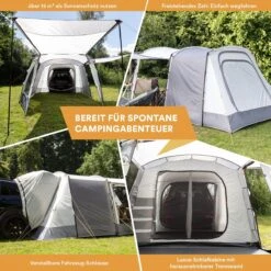 Skandika Pitea XL UP Tent – Koepeltenten - Autotent – 4 Persoons Campingtent Voor SUV, Caddy, Auto, CUV – Vrijstaand – Met/zonder Slaapcabine – Max. Stahoogte 200 Cm – Waterdicht Met 3000mm Waterkolom - 515 X 300 X 200 Cm (LxBxH) – Kamperen - Grijs -Outdoor Camping Winkel 1200x1200 641