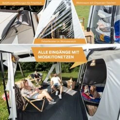 Skandika Pitea XL UP Tent – Koepeltenten - Autotent – 4 Persoons Campingtent Voor SUV, Caddy, Auto, CUV – Vrijstaand – Met/zonder Slaapcabine – Max. Stahoogte 200 Cm – Waterdicht Met 3000mm Waterkolom - 515 X 300 X 200 Cm (LxBxH) – Kamperen - Grijs -Outdoor Camping Winkel 1200x1200 644