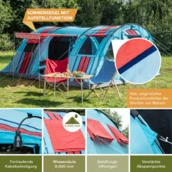 Skandika Gotland Tunneltent Voor 6 Personen, Grote Familietent In Racing-design, Ingenaaide Tentbodem, Waterdicht, 5000 Mm Waterkolom, Slaapcabine Met Scheidingswand, Muggennet (let Op, Komt Met Kleurfouten) -Outdoor Camping Winkel 1200x1200 667