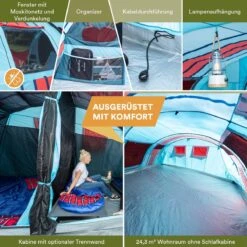 Skandika Gotland Tunneltent Voor 6 Personen, Grote Familietent In Racing-design, Ingenaaide Tentbodem, Waterdicht, 5000 Mm Waterkolom, Slaapcabine Met Scheidingswand, Muggennet (let Op, Komt Met Kleurfouten) -Outdoor Camping Winkel 1200x1200 670