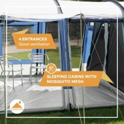 Skandika Montana 8 Tent – Tunneltenten – 8 Persoons Tent – Campingtent – 200 Cm Stahoogte – 2-4 Slaapcabines - Muggengaas – Familietent – 4 Ingangen – 700 X 310 X 200 Cm (L X B X H) - 5000 Mm Waterkolom – Outdoor, Camping – Kamperen – Blauw 13 Skandika Montana 8 Tent – Tunneltenten – 8 Persoons Tent – Campingtent – 200 Cm Stahoogte – 2-4 Slaapcabines - Muggengaas – Familietent – 4 Ingangen – 700 X 310 X 200 Cm (L X B X H) - 5000 Mm Waterkolom – Outdoor, Camping – Kamperen – Blauw -Outdoor Camping Winkel 1200x1200 679