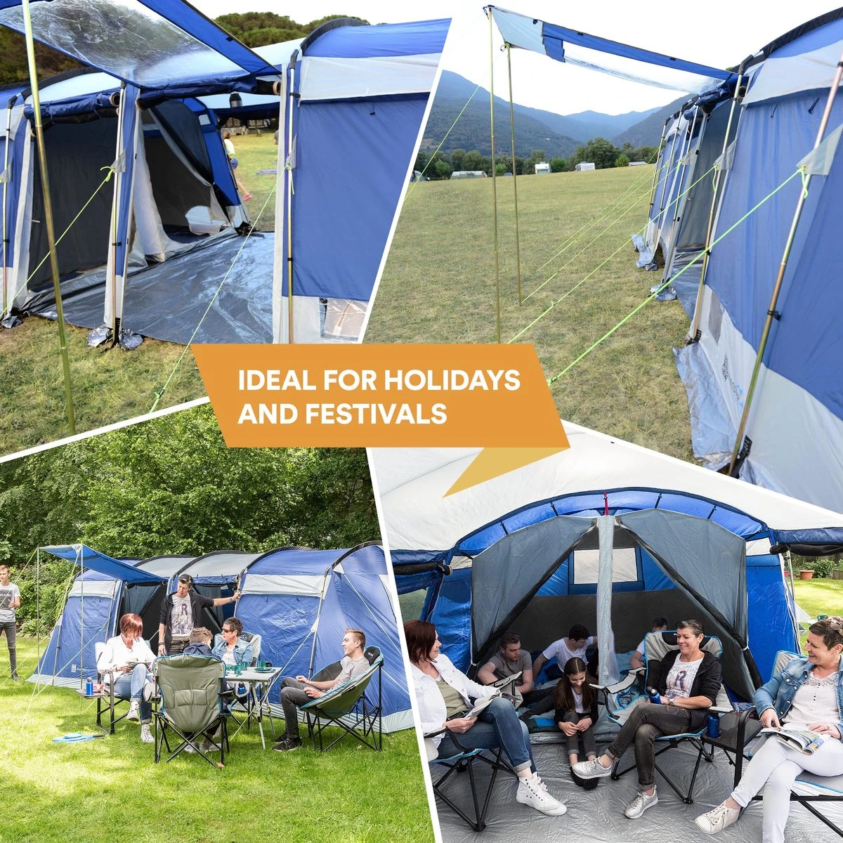 Skandika Montana 8 Tent – Tunneltenten – 8 Persoons Tent – Campingtent – 200 Cm Stahoogte – 2-4 Slaapcabines - Muggengaas – Familietent – 4 Ingangen – 700 X 310 X 200 Cm (L X B X H) - 5000 Mm Waterkolom – Outdoor, Camping – Kamperen – Blauw 10 Skandika Montana 8 Tent – Tunneltenten – 8 Persoons Tent – Campingtent – 200 Cm Stahoogte – 2-4 Slaapcabines - Muggengaas – Familietent – 4 Ingangen – 700 X 310 X 200 Cm (L X B X H) - 5000 Mm Waterkolom – Outdoor, Camping – Kamperen – Blauw - Afbeelding 8