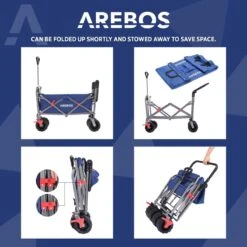 AREBOS Handkar | Transportwagen | Apparatuurwagen | Opvouwbaar | Duwstang| Blauw -Outdoor Camping Winkel 1200x1200 697