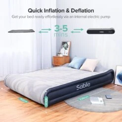 Sable Luxe Queen Size 2 Persoons Luchtmatras Met Ingebouwd Kussen, Opblaasbaar Luchtbed Met Ingebouwde Elektrische Pomp Voor Kamperen, Reizen Of Overnachtende Gasten Of Festival -Outdoor Camping Winkel 1200x1200 759