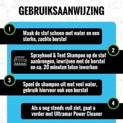Ultramar - Sprayhood & Tent Shampoo - 1L - Tentdoekreiniger - Voor Bootkap, Tent, Cabriodak, Zonwering - Tentonderhoud - Bootonderhoud - Schoonmaakmiddel 17 Ultramar - Sprayhood & Tent Shampoo - 1L - Tentdoekreiniger - Voor Bootkap, Tent, Cabriodak, Zonwering - Tentonderhoud - Bootonderhoud - Schoonmaakmiddel -Outdoor Camping Winkel 1200x1200 883