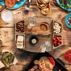 Merkloos Houten Outdoor Wijntafel Draagbare Houten Picknicktafel Mini Campingtafels Met Wijnglas Houder Voor Tuin Outdoor Camping Picknick Strand - Plataan Hout - Wijn -Outdoor Camping Winkel 1200x1200 89