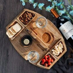 Merkloos Houten Outdoor Wijntafel Draagbare Houten Picknicktafel Mini Campingtafels Met Wijnglas Houder Voor Tuin Outdoor Camping Picknick Strand - Plataan Hout - Wijn -Outdoor Camping Winkel 1200x1200 90