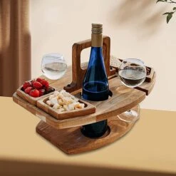 Merkloos Houten Outdoor Wijntafel Draagbare Houten Picknicktafel Mini Campingtafels Met Wijnglas Houder Voor Tuin Outdoor Camping Picknick Strand - Plataan Hout - Wijn -Outdoor Camping Winkel 1200x1200 91