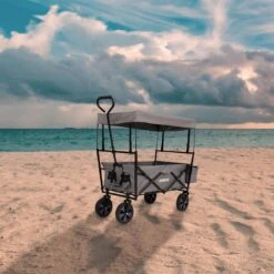 AREBOS Handwagen Vouwbare Dak Handwagen Vouwbare Trolley Uitrustingswagen Grijs -Outdoor Camping Winkel 1200x1200 954