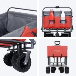 LifeGoods Bolderkar - Opvouwbaar - Tot 80KG - 94L - Wasbaar Polyester - 98x45cm - Rood/Grijs -Outdoor Camping Winkel 1200x1200 974