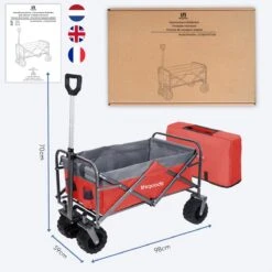 LifeGoods Bolderkar - Opvouwbaar - Tot 80KG - 94L - Wasbaar Polyester - 98x45cm - Rood/Grijs -Outdoor Camping Winkel 1200x1200 977