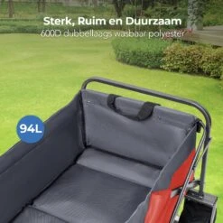 LifeGoods Bolderkar - Opvouwbaar - Tot 80KG - 94L - Wasbaar Polyester - 98x45cm - Rood/Grijs -Outdoor Camping Winkel 1200x1200 978