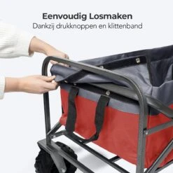 LifeGoods Bolderkar - Opvouwbaar - Tot 80KG - 94L - Wasbaar Polyester - 98x45cm - Rood/Grijs -Outdoor Camping Winkel 1200x1200 979
