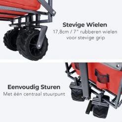 LifeGoods Bolderkar - Opvouwbaar - Tot 80KG - 94L - Wasbaar Polyester - 98x45cm - Rood/Grijs -Outdoor Camping Winkel 1200x1200 980