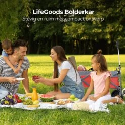 LifeGoods Bolderkar - Opvouwbaar - Tot 80KG - 94L - Wasbaar Polyester - 98x45cm - Rood/Grijs -Outdoor Camping Winkel 1200x1200 981