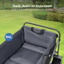 LifeGoods Bolderkar - Opvouwbaar - Tot 80KG - 94L - Wasbaar Polyester - 98x45cm - Zwart/Grijs -Outdoor Camping Winkel 1200x1200 995