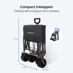 LifeGoods Bolderkar - Opvouwbaar - Tot 80KG - 94L - Wasbaar Polyester - 98x45cm - Zwart/Grijs -Outdoor Camping Winkel 1200x1200 998