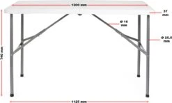Toboli Klaptafel 120x60x74cm Campingtafel Wit; Bijzettafel, Inklapbare Tafel - Multistrobe -Outdoor Camping Winkel 1200x721