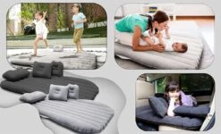 Opblaasbaar Matras Voor In De Auto, Opblaasbaar Bed, Opvouwbaar, Comfortabele Autostoel, Automatras Met Elektrische Luchtpomp En 3 Adapters, 2 Kussens En Draagtas, Voor Camping, Reizen (zwart)