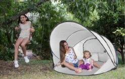 Deryan Luxe Pop Up Strandtent XXL - Anti-UV 50+ - Zilver -Outdoor Camping Winkel 1200x765 2
