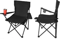 Campingstoel Vouwstoel Visstoel - Zwart - Draaggewicht 100kg -Outdoor Camping Winkel 1200x783