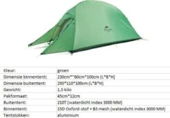 Cloud Up 1 Upgraded - Naturehike® - 1 Persoons Tent - Lichtgewicht Tent - Incl. Grondzeil - 210T 3000mm - Outdoor - Waterdicht - Hiking & Wandelen -Outdoor Camping Winkel 1200x830