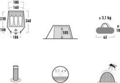 High Peak Lichtgewicht Tunneltent Kite 3 LW, Trekking Tent 3 Personen, 3,1 Kg, Aluminium Stokken, 3000 Mm Waterdicht, Extra Lang 230 Cm -Outdoor Camping Winkel 1200x833 5