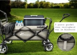 Wildebeest Bolderkar Opvouwbaar Grijs - Bolderwagen Met Kinder Zitje - Bolderkarren - Handkar Grijs - Opvouwbaar Transportwagen - Transportkar - Handkar Tuin Trolley Met Dak Transport Trolley XXL -Outdoor Camping Winkel 1200x861 2