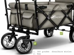Wildebeest Bolderkar Opvouwbaar Grijs - Bolderwagen Met Kinder Zitje - Bolderkarren - Handkar Grijs - Opvouwbaar Transportwagen - Transportkar - Handkar Tuin Trolley Met Dak Transport Trolley XXL -Outdoor Camping Winkel 1200x896 2