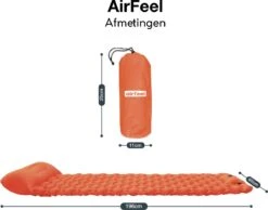 AirFeel Lichtgewicht Opsblaasbaar Slaapmatje - Ingebouwde Pomp En Kussen - 196 X 60 X 6 Cm - Orange -Outdoor Camping Winkel 1200x943 4