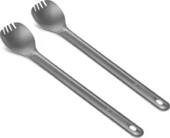 Navaris 2x Spork Met Extra Lange Handgreep - Set Van 2 - Campingbestek Van Titanium - Bestek Voor Onderweg - Lichtgewicht - Inclusief Bewaarzakje -Outdoor Camping Winkel 1200x974 5