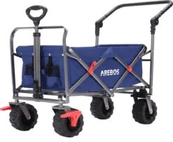 AREBOS Handkar | Transportwagen | Apparatuurwagen | Opvouwbaar | Duwstang| Blauw -Outdoor Camping Winkel 1200x988 2